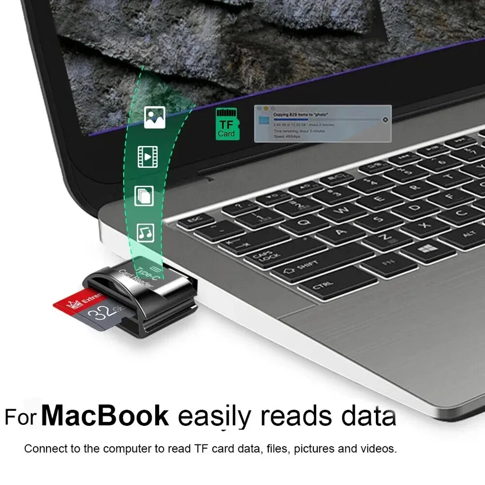 Mini USB 3.0 Type C SD Card Reader TF Memory Card USB C Adapter for Samsung - Image 3 of 4
