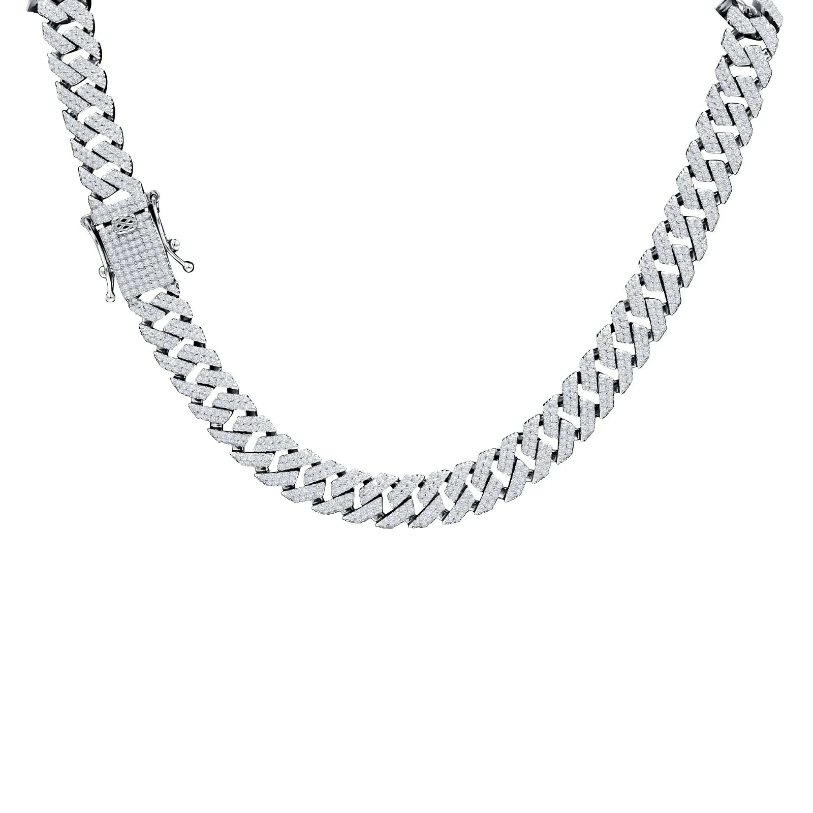 Cubic Zirconia Chain White Gold Necklaces & Pendants for Men