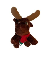 Moose with Scarf 7" Stuffed Animal Plush Toy Holiday 2011 Brown Green Red  Rinco
