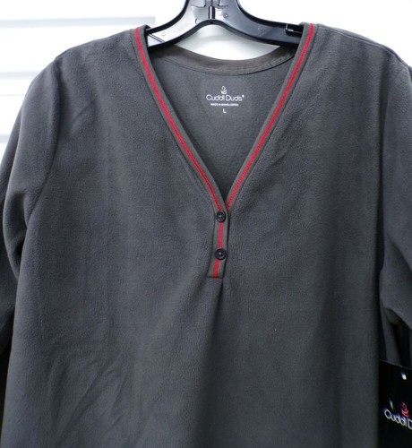 Cuddl Duds Women's Size: Large Henley Neck Fleece Lounge Pajama Top Grey NWT - Picture 4 of 7