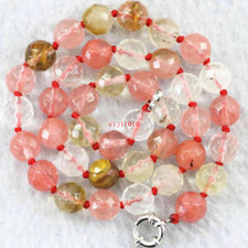 Huge 8mm Multicolor Faceted Watermelon Tourmaline Gemstone Necklace 18