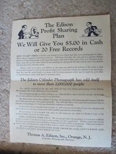 Thomas A. Edison Phonograph Org. Sales Literature lot 7 pcs