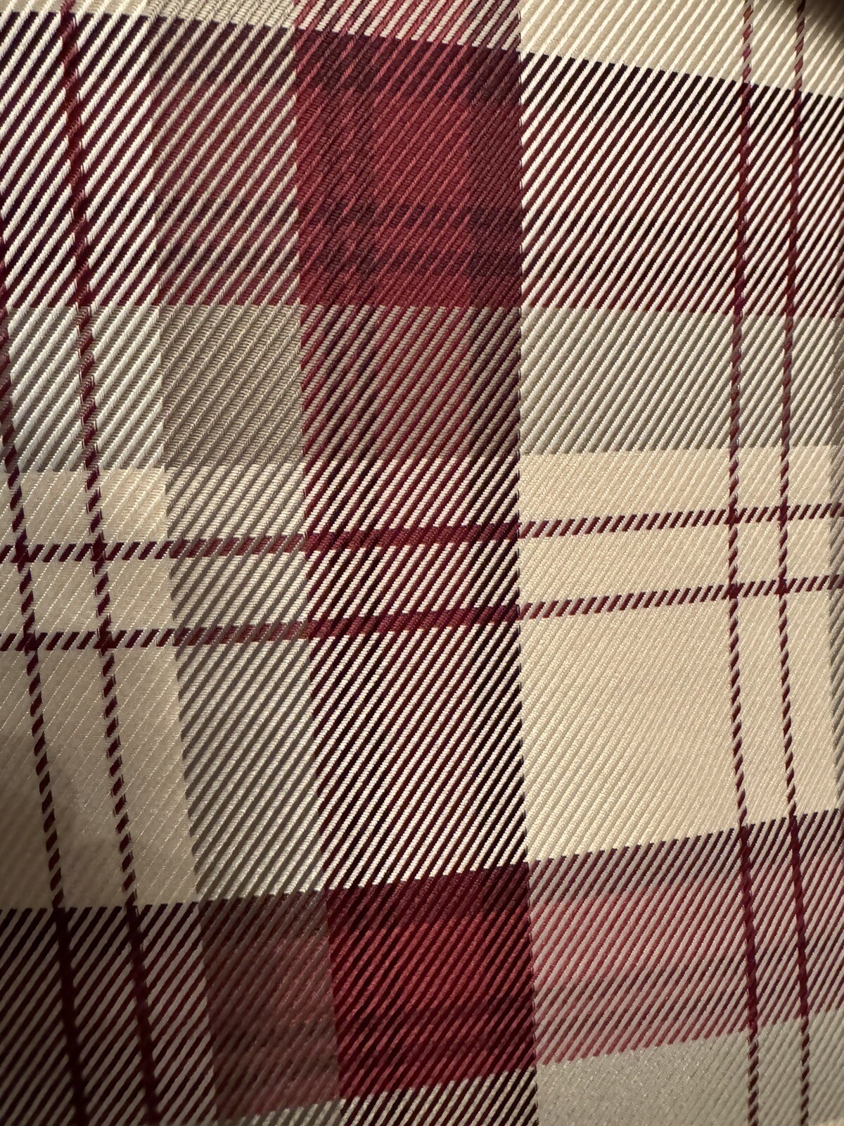 DUNELM Balmoral Ruby Red Cream Beige Tartan Check Ring Top Curtains 90