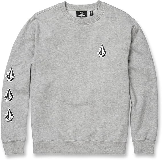 Volcom Men's Iconic Stone Crew Sweatshirt, Heather Gray, Size XXL
