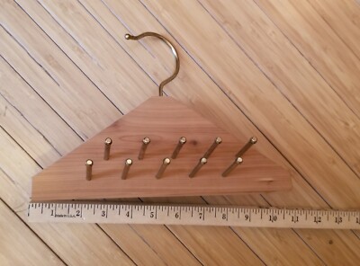 Vintage 20 Peg Tie Belt Rack Hanger Cedar Wood Brass | eBay