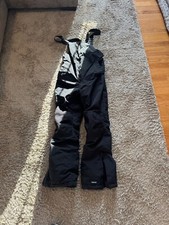 Boys Lands End Bib Style Snow Pant, Zipper Side and Legs, Black, 2