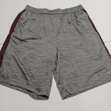 UniPro Mens Shorts Grey Maroon Adjustable Drawstring Waist Side Pockets XL