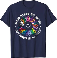 Fight Cancer in All and Every Color Flower Ribbon Unisex T-Shirt