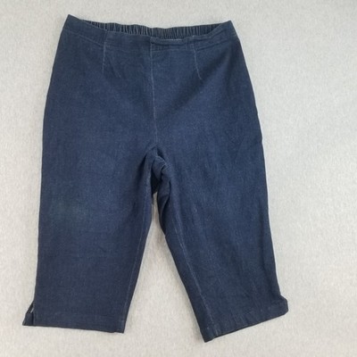Faded Glory Jeans Womens Sz Large Pull On Stretch Waist Dark Wash Normcore Comfy