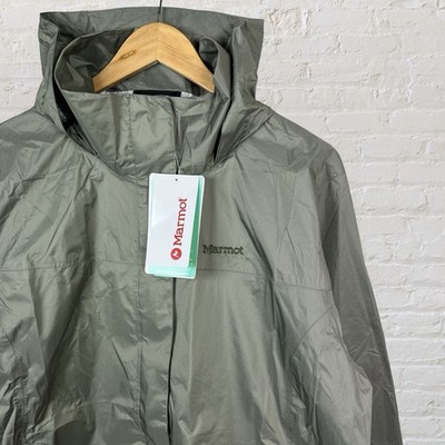 Marmot Precip Eco Jacket Rain Waterproof Hiking Lightweight Green Womens 2XL