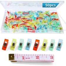 Sewing Clips 50 Pcs Quilting Clips with Tape Measure Fabric Clips for Binding
