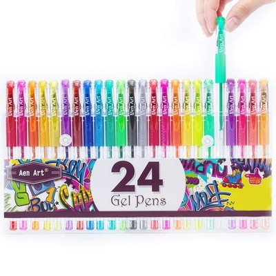 Aen Art Glitter Gel Pens Fine Tip Markers 24 Colors Adult Coloring
