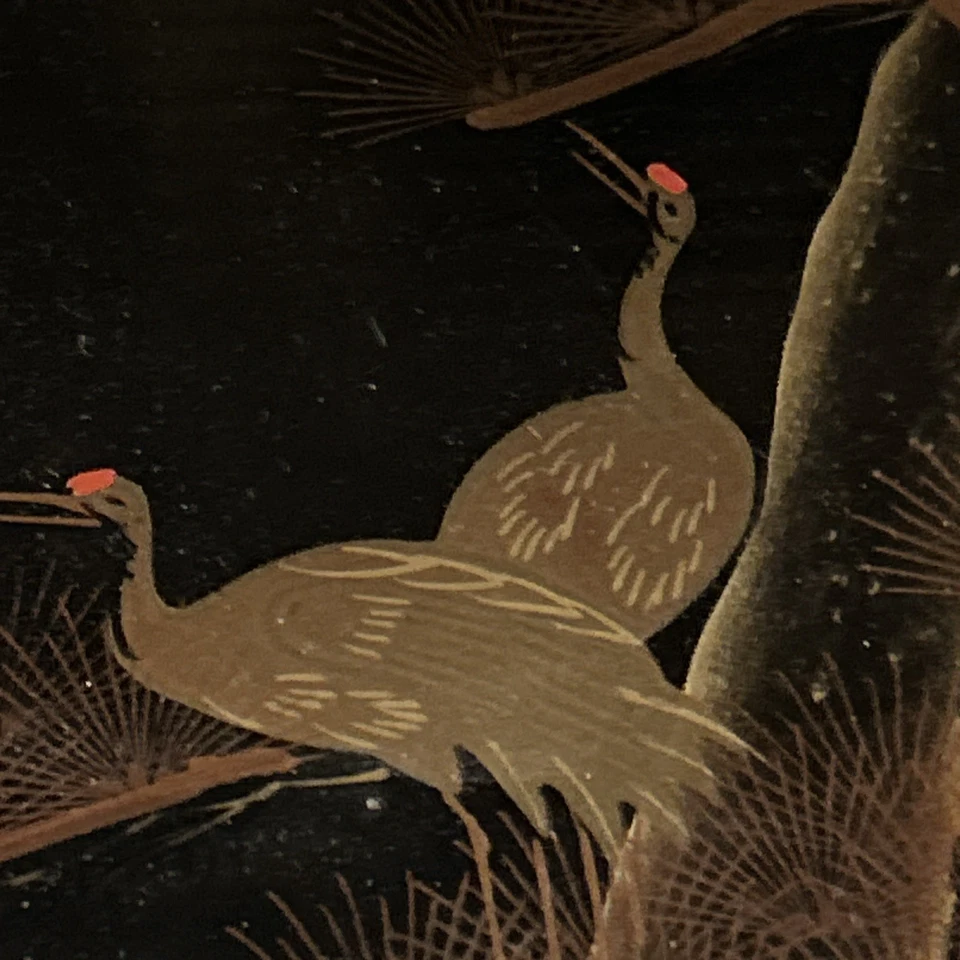 vintage Japanese lacquered bento box with gold Birds, 4 Tier 8x8x8 - Image 4 of 4