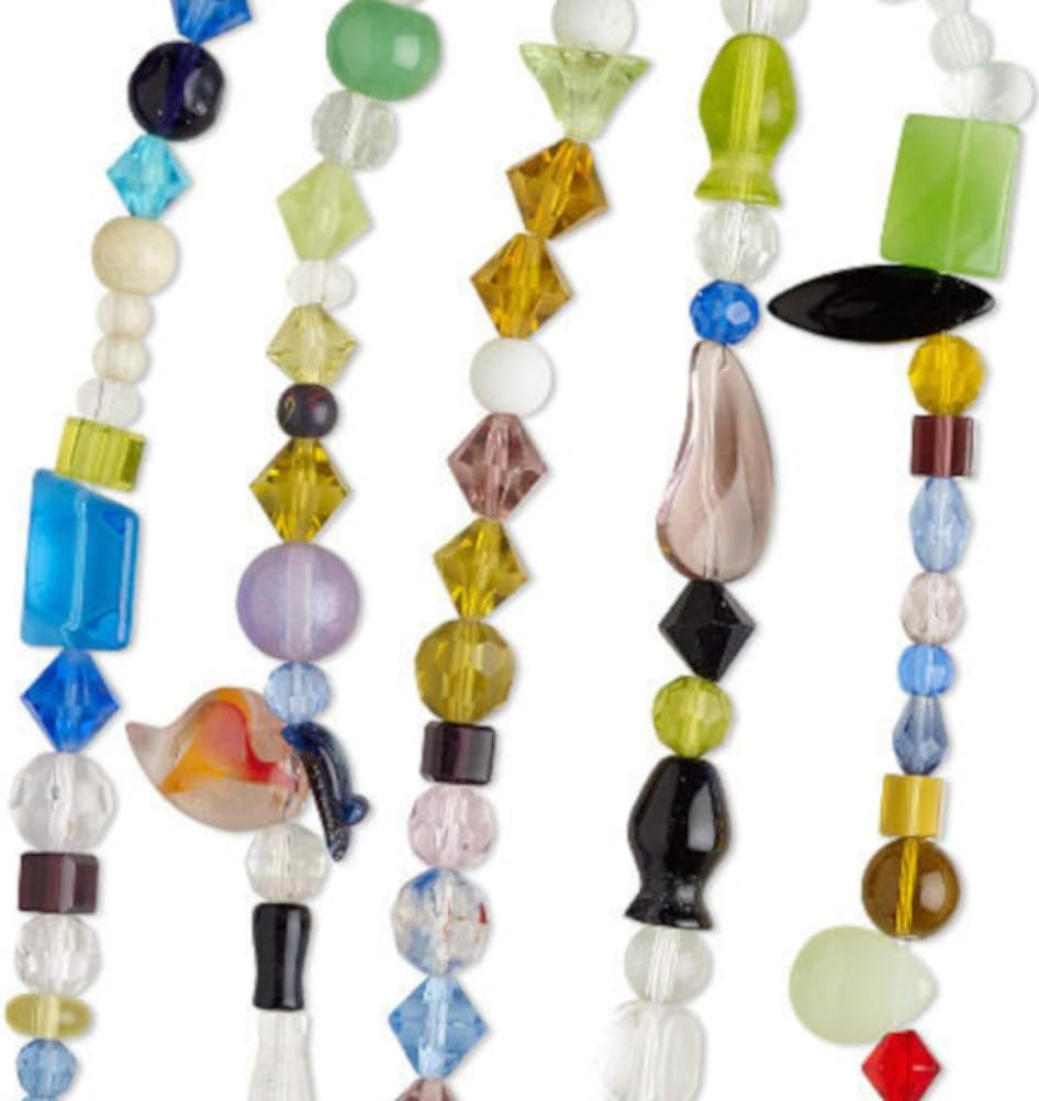 Glass Bead Strands in Bulk Bohemian Mixed Beads - 5 Strands - Variety of Fancy G