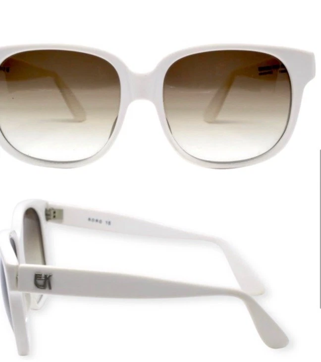 Gafas de sol vintage Emmanuelle Khanh Paris blancas con marco grueso, icónico mod 8080 Foto 4 de 4