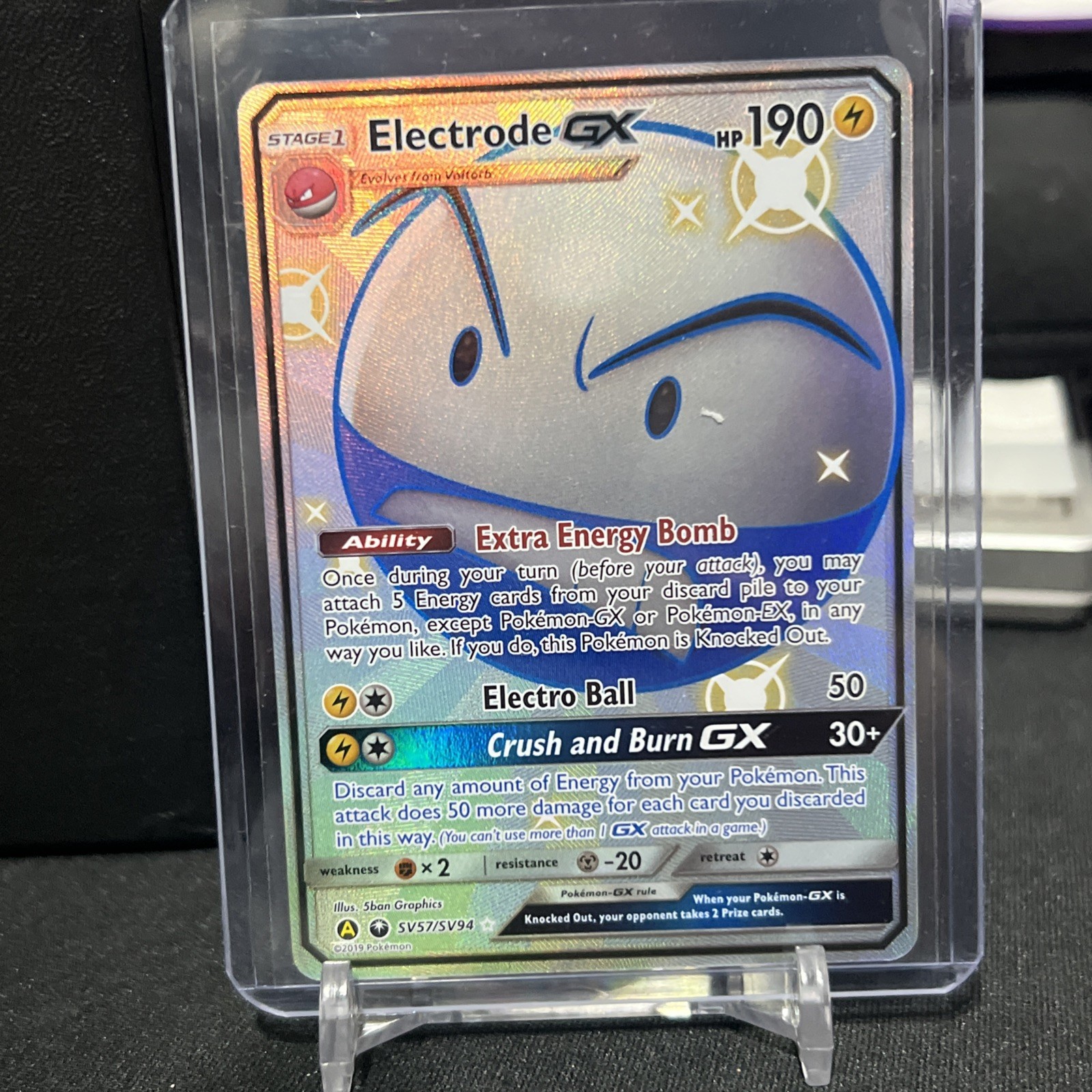 Electrode GX SV57/SV94 Shiny GX Rare Hidden Fates Shiny Vault Pokemon Holo NM