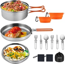 Camping Cookware, Lightweight Cook Set Non-Stick Stainless Steel Essentials Mess