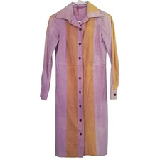 Vintage 1975 Marimekko Finland Colorblock Shirt Dress 34/6 Purple Gold 70s