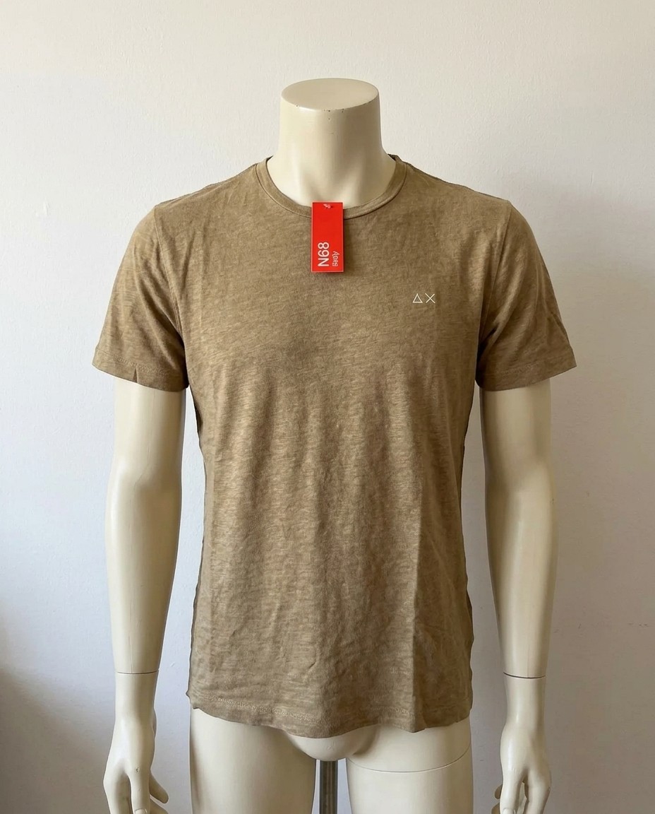 SUN68 T-SHIRT UOMO TG.M BEIGE ORIGINALE