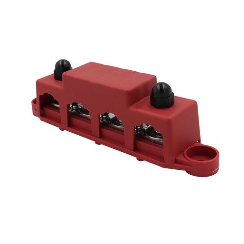 Red 5/16" 4（M8） Stud 48 Volt Power Distribution Block with Cover-Marine Bus - Picture 4 of 10