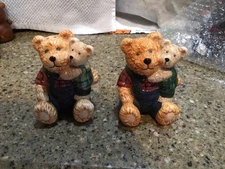 Vintage VanTellingen BearHug Salt Pepper Ceramic Shakers Hugging 3.25"