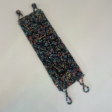 Handmade Multicolored Beaded Cuff Bracelet Vintage Artisan Travel Colorful
