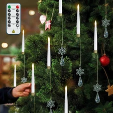12Pcs Christmas Tree Candles with Remote Timer, Battery Operated Flameless Ta...