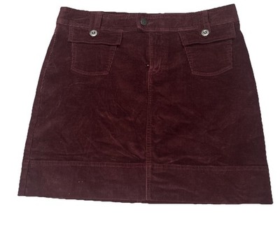 Patagonia Corduroy MiniSkirt Burgundy Women  OrganicCotton  Front Pockets Size 8