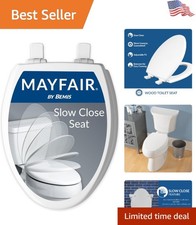 Elegant White Enameled Wood Slow-Close Toilet Seat - Fits Elongated Toilets
