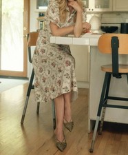 Entro Floral Meadow Midi Dress White