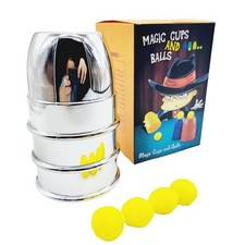 Large Size Magic Three Cups And Balls - Silver Magic Tricks Close Up Street new