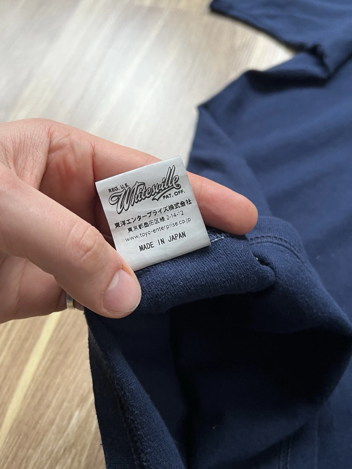 Whitesville 2 T-Shirt Heavy Weight Quali-T Navy Size L Mens Made In Japan - product detail image 8