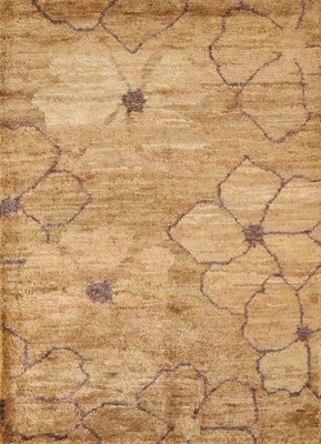 Floral Gold Oriental Area Rug 5x6 Hand-knotted Moroccan Modern Style Carpet