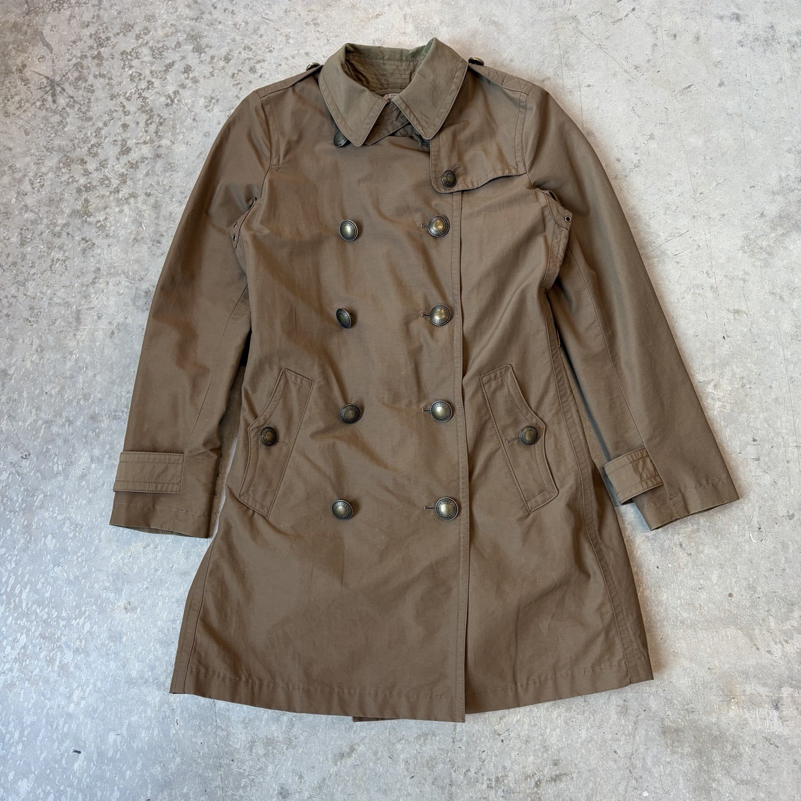 Burberry Brit Double Breasted Trench Coat Belted Nova Check Women’s Size 6 US