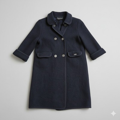 Giesswein Kids Wool Coat Navy Blue Double Breasted Made in Austria Size 116