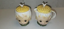 Lefton Thumbelina Cream And Sugar With Lids Vintage