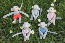 DOUDOU PELUCHE SINGE POPI lot de 5  mini   12 cm