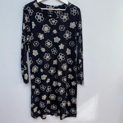 Vestido Jersey Gudrun Sjoden Talla Mediana Negro Floral Midi Manga Larga 40" Ch Arty - Imagen 6 de 10