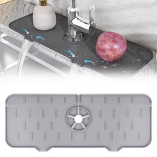 Silicone Faucet Drain Pad Drip Catcher Tray Kitchen Sink Splash Guard 14” Mat