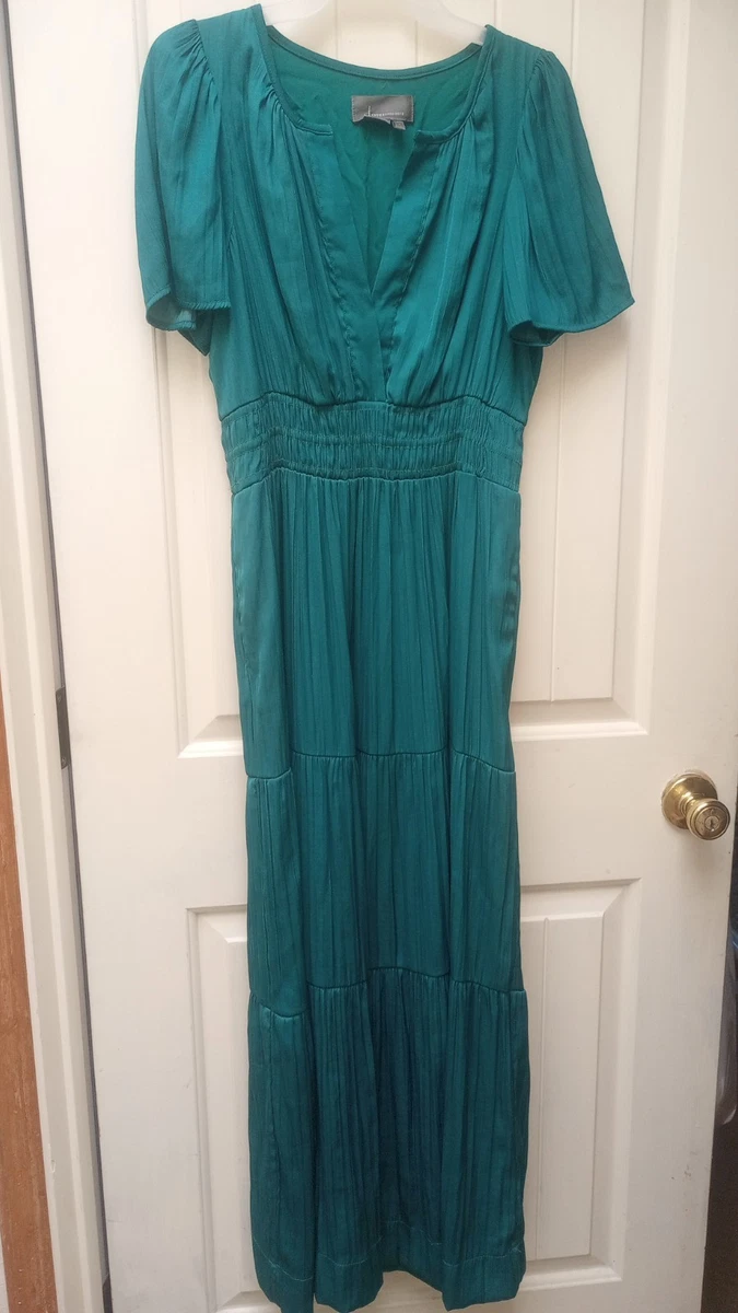 Anthropologie Long Emerald green dress size Small in excellent condition