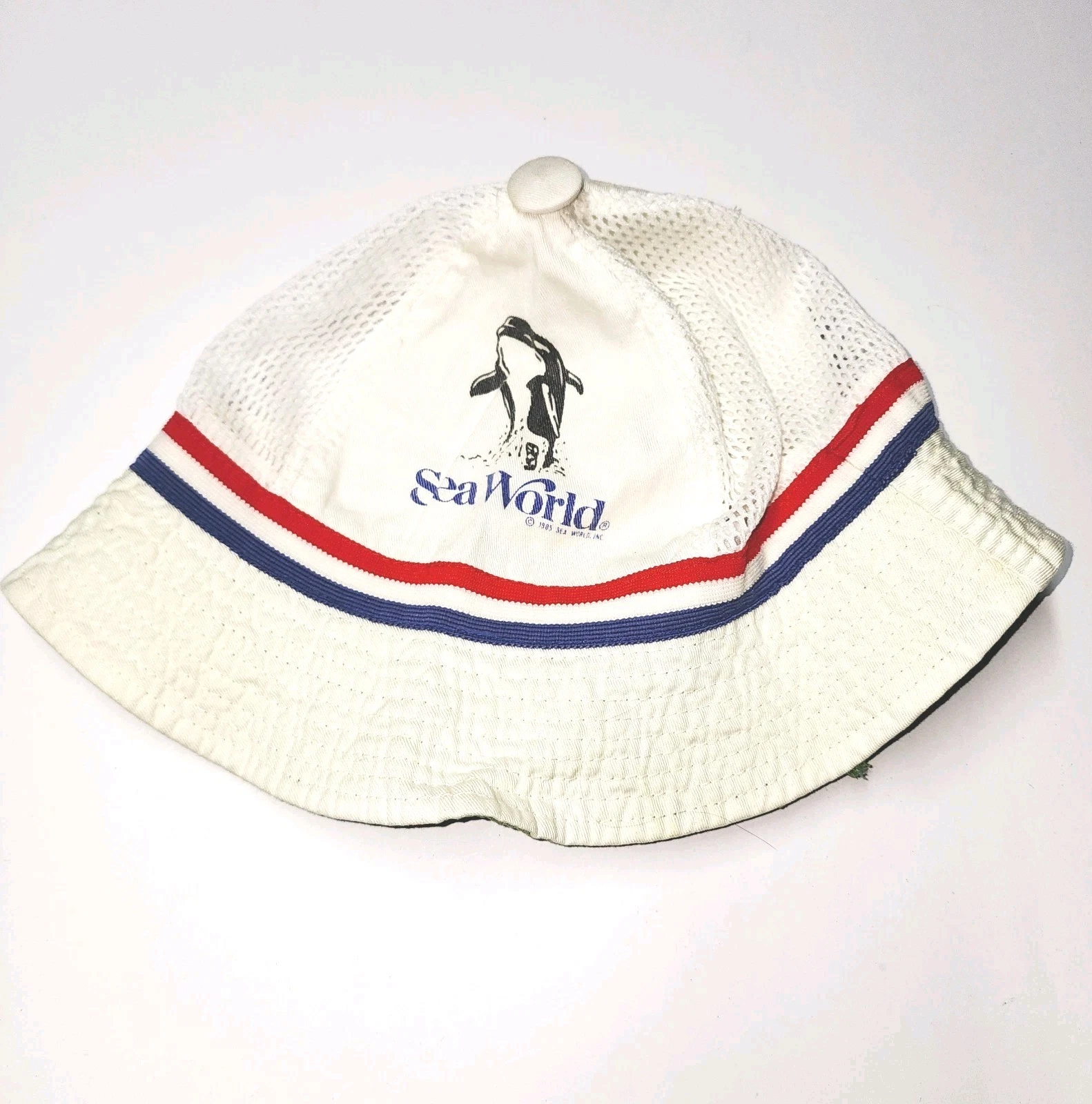 VTG 80s SeaWorld Bucket Hat Souvenir 1987 EUC Killer Whale Theme Amusement Park