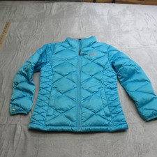 North Face Down Jacket Girls Medium 10/12 Blue Light Quilted Puffer Aconcagua