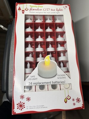 LED Tea Lights Candles 24-Pack Flameless Bright and Flickering Battery Operated