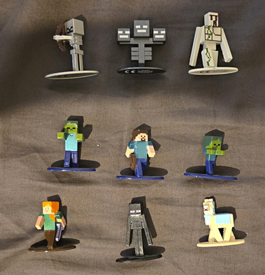 Minecraft Figuren-Set Konvolut Steve Alex Zombie Skelett Enderman