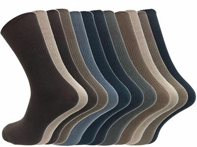 6 Pack Multipack Mens Sock Thin Soft 100% Cotton Rich Black or Brown Dress Socks