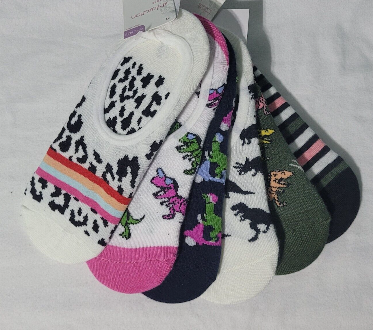 Xhiliration 6-Pack No-Show Socks with Heel Grips One Size Fits Most-image