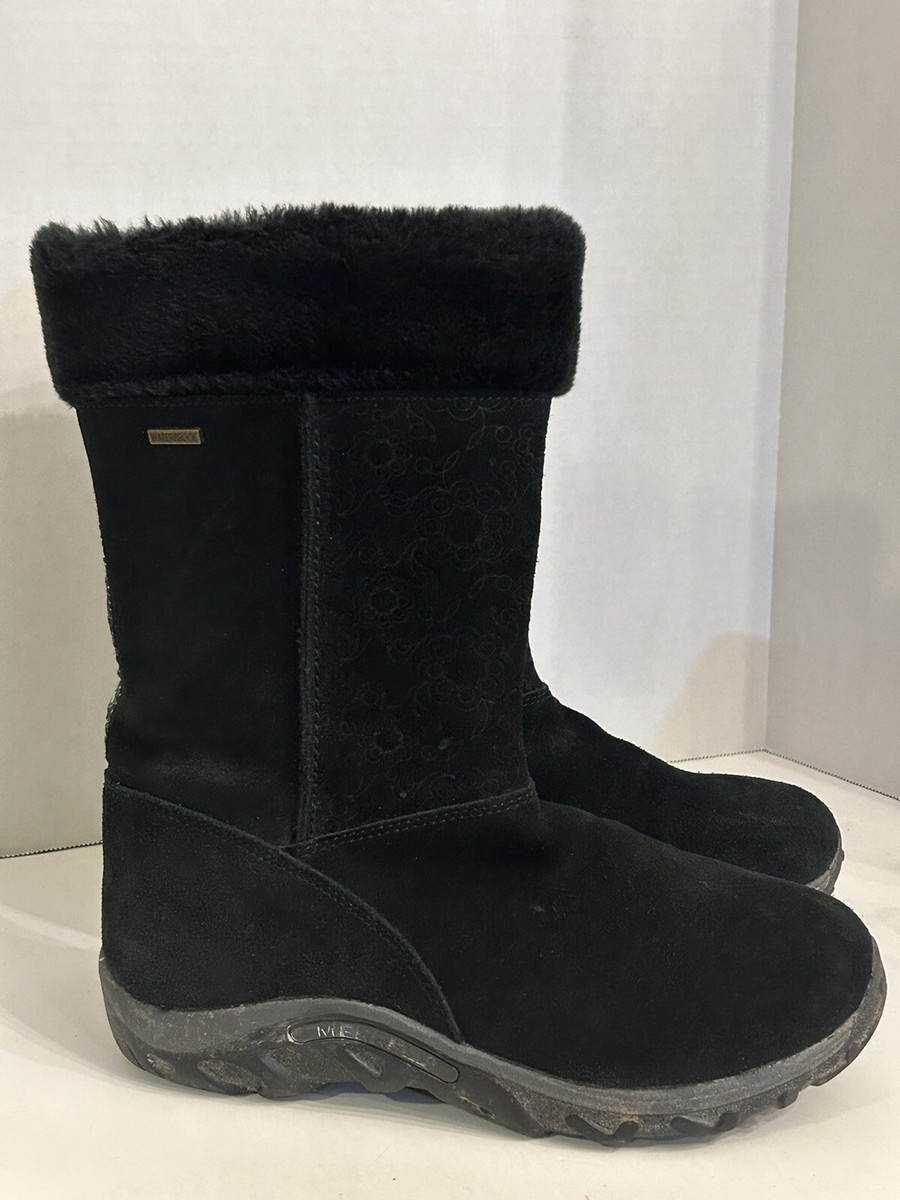 Merrell Kids Jungle Moc Puff J95602 Black Suede Waterproof Snow