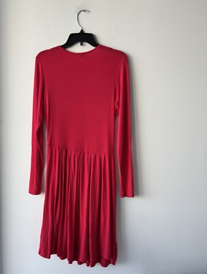 knee length dresses for ladies Demelza Long Sleeve Sweetheart Neckline Mini Dress in Fire Red