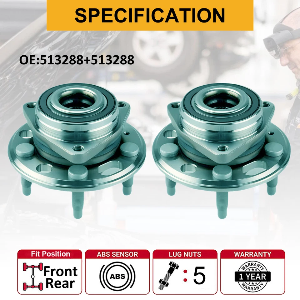 Full Set Wheel Hub Bearing Front Rear For 2014-2016 Chevrolet Impala Buick Regal - Изображение 2 из 4