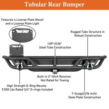 Fit Jeep Wrangler Tj 1997-2006 Tubular Steel Rear Bumper W License Plate Mount Fit Jeep Wrangler Tj 1997-2006 Tubular Steel Rear Bumper W License Plate Mount